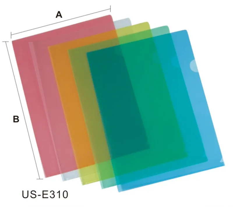 
US-E310 Plastic Clear Document Folder Project Pocket L shape File Folder 