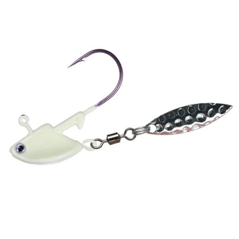 Lifelike Lead Head Hook With Metal Spoon Sequins Jig Head  Hook  Soft Worm  Fishing Hook