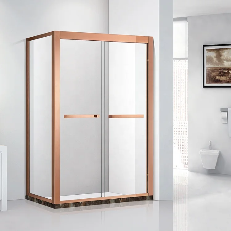 Golden custom made wholesale bathroom showers tempered glass enclosure for shower