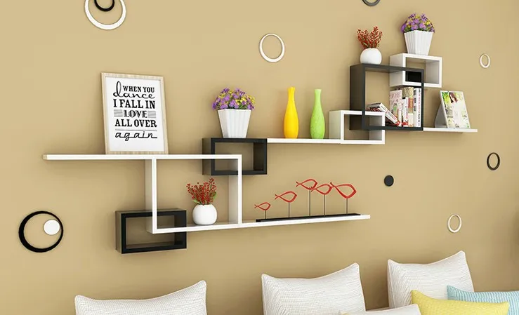 Home Mount Black Metal Display Wire Wall Rack Modern Wall Shelf