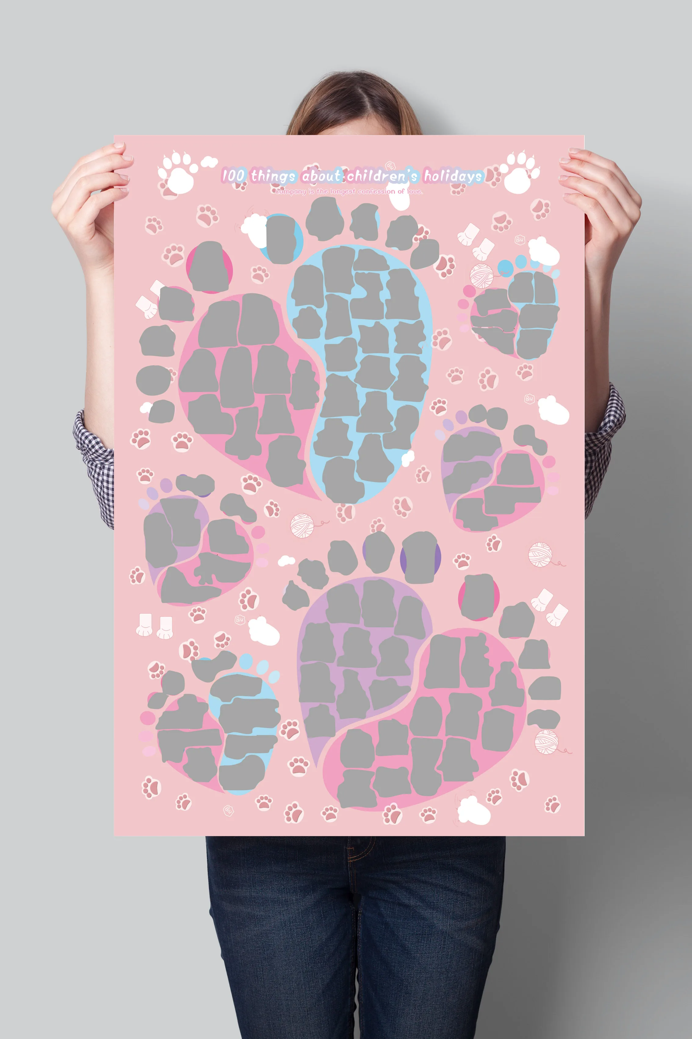 Pink And Blue Design For Baby Girl 100 Things To Do With Your Children Scratch Off Bucket List Poster For Baby Shower Gift