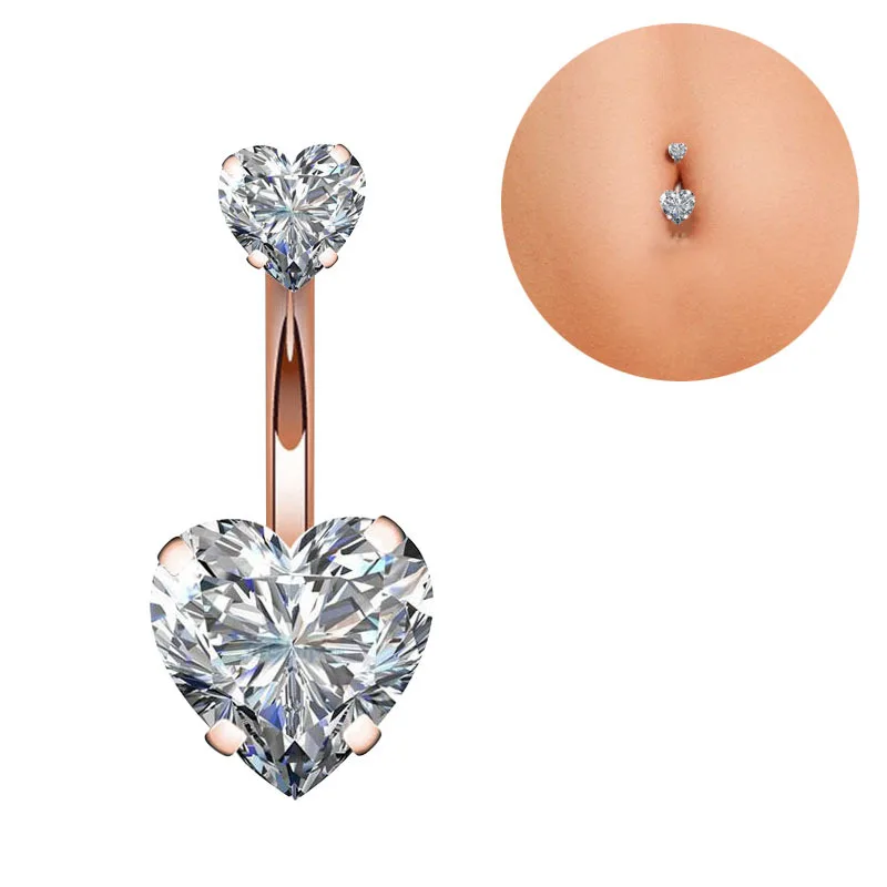 European Crystal Double Heart Belly Piercing Ombligo Navel Piercing