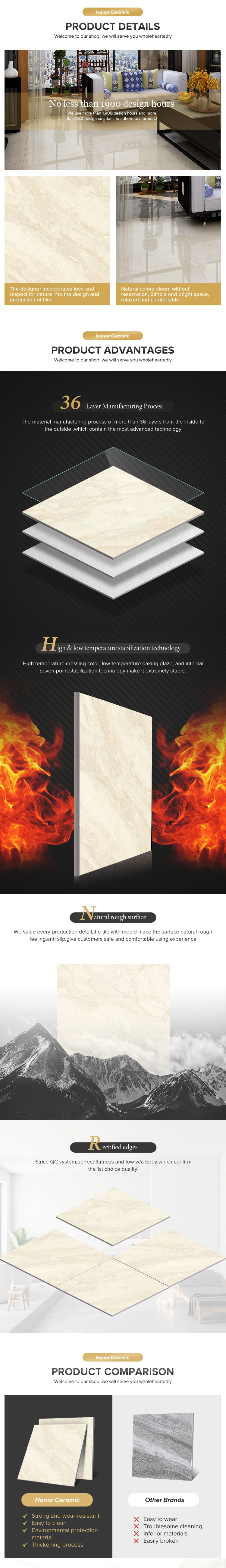 Bathroom Floor Tile  Full Glazed Polished Marble Look Porcelain Floor Tile