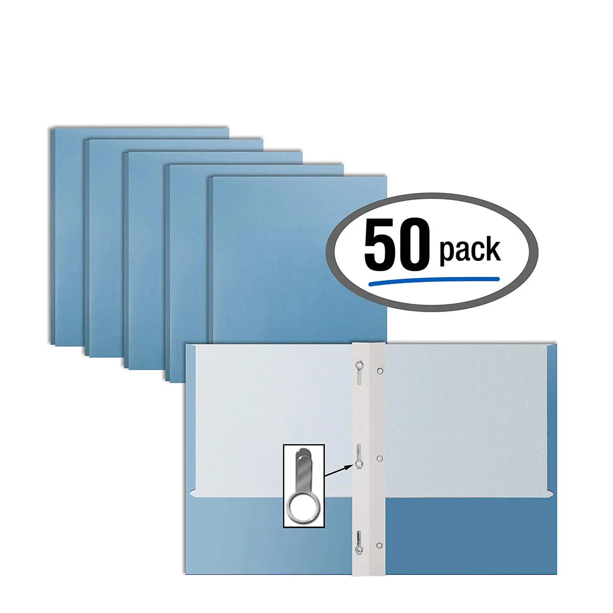 with 3 Metal Prong Fastener Clips by Better Office Products 50 Pack 50 Pack Teal Paper 2 Pocket Folders with Prongs Teal Matte Texture Letter Size Paper Folders 
