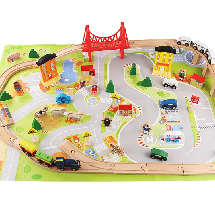 75 piece wooden train set