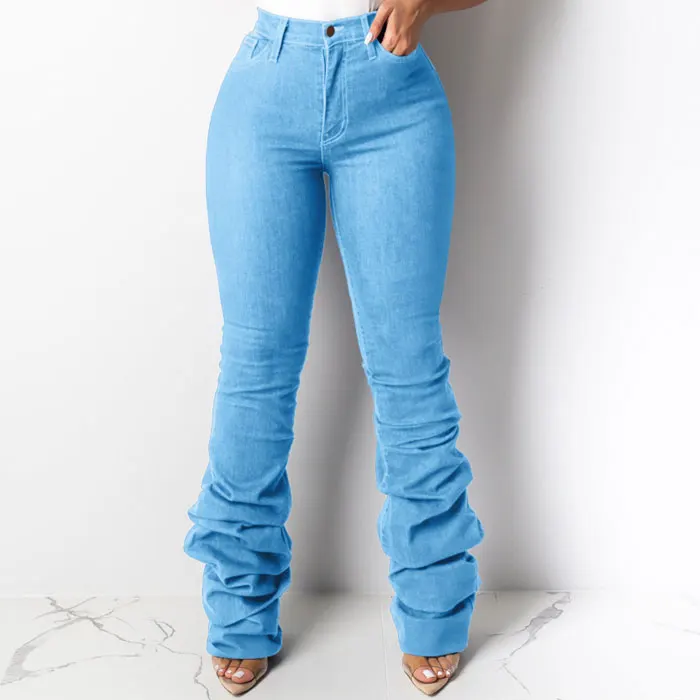 Oem Ditumpuk Jeans Wanita Dengan Tinggi 