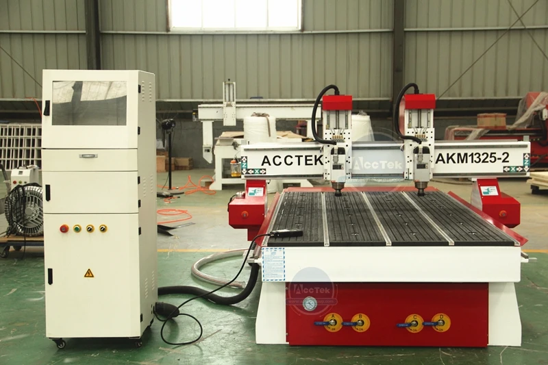 High performance Double heads cnc 1325 wood engraving machine AKM1325-2 with Leadshine driver