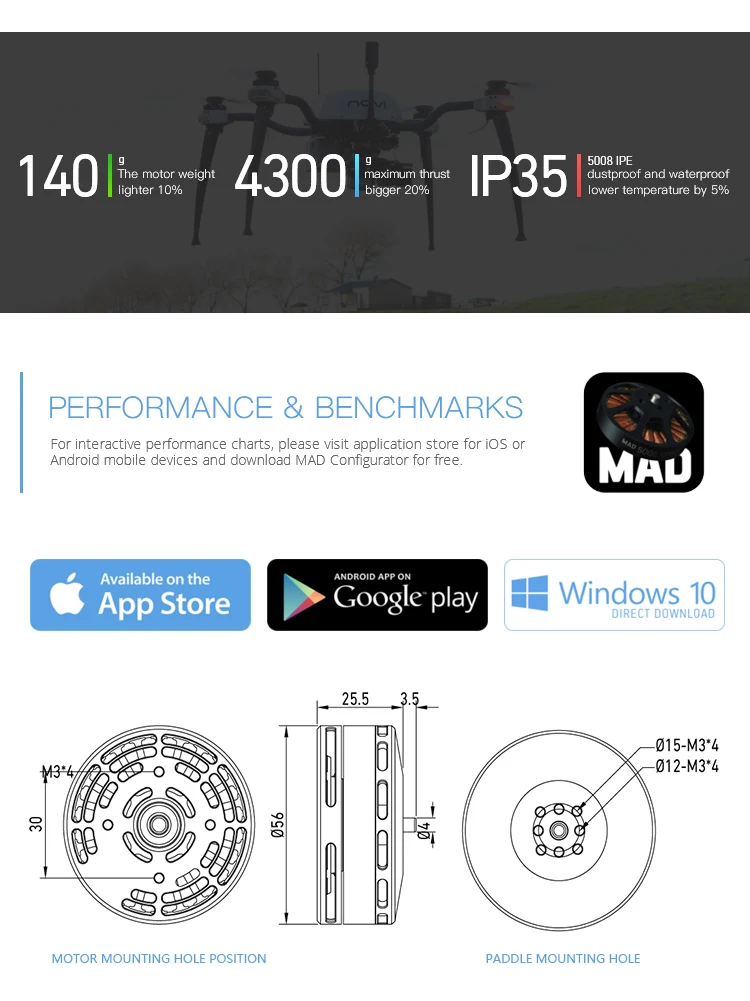 Mad5008 Ipe 400kv High Efficiency 24v 1000w Brushless Dc Motor For