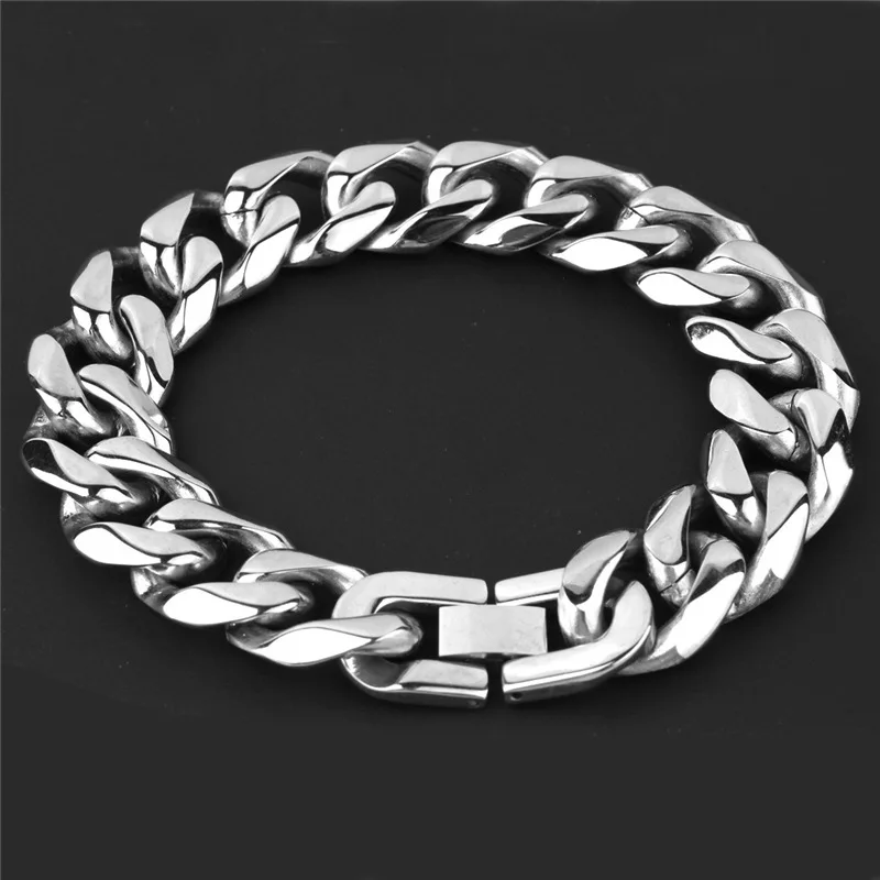 Men's Stainless Steel Jewelry Clasp Bracelet Cuban Link Bracelet