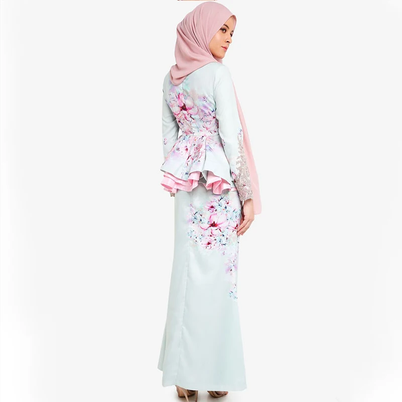 New Model Kebaya Muslim Modern Jubah Cotton Borong Islamic Kedab Malaysia  Baju Kurung - Buy Fashion Custom Turn Down Collar Long Sleeves Floral Print  