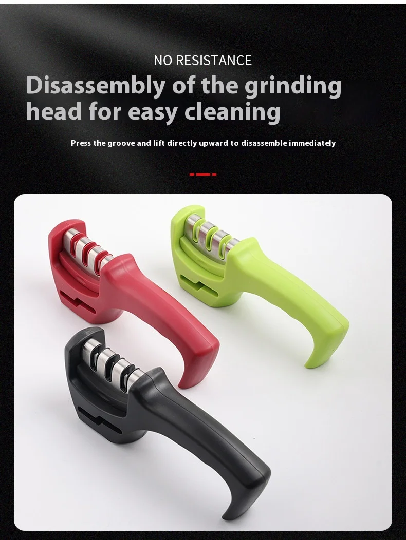 Three-Stage Ceramic Diamond Knife Sharpener - Handheld Kitchen Tool