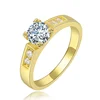 Classical Prong Setting 18k Yellow Gold Plated Brass Jewelry Engagement Wedding Ring for Women R051-M