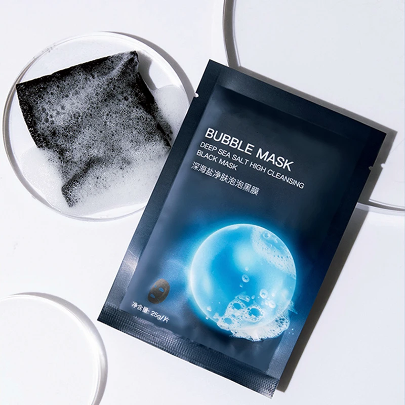 5pcs Per Box Korea Black Sea Salt Pure Moisturizing Detox Bubble Masks