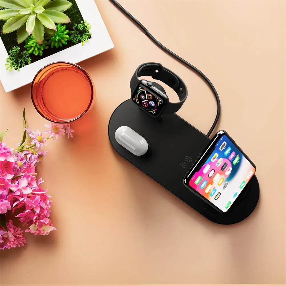 Multifunction 3 In 1 Wireless Fast Quick Mobile Phone Charger Qi