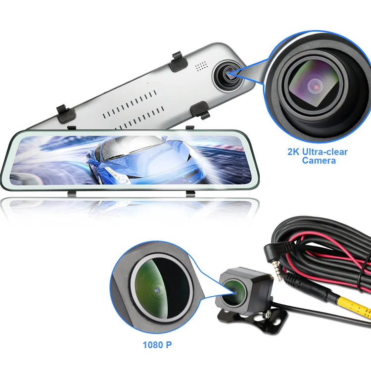 2k+1080p Dual Lens Mirror Car Camera 11.66 Inch Front And Rear Car Dvr