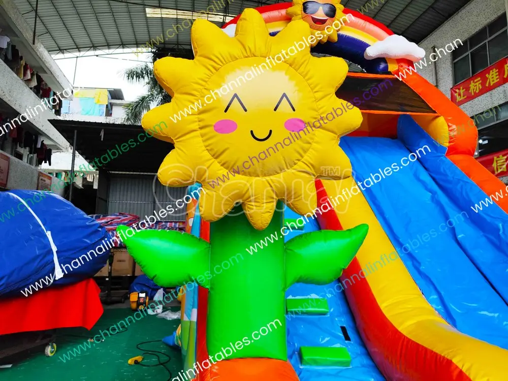 Commercial New Design Inflatable Dual Water Slide Sunshine Flower Slide ...