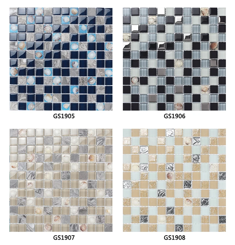 Ice cracked crystal glass mixed stone mosaic tile for wall and floor decor