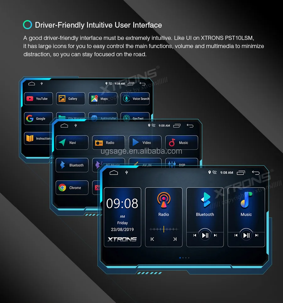 XTRONS 10.1 inch android auto gps navigation car stereo for mitsubishi