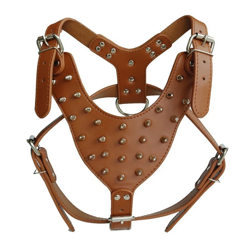 New Spiked Studded Leather Dog Harness For Pitbull Mastiff Boxer Medium