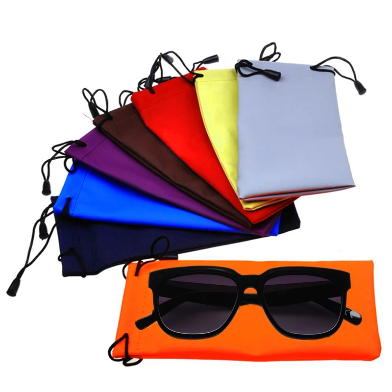 Custom Logo Cotton Sunglasses Pouch Bag Case Flap Soft Leather Pu