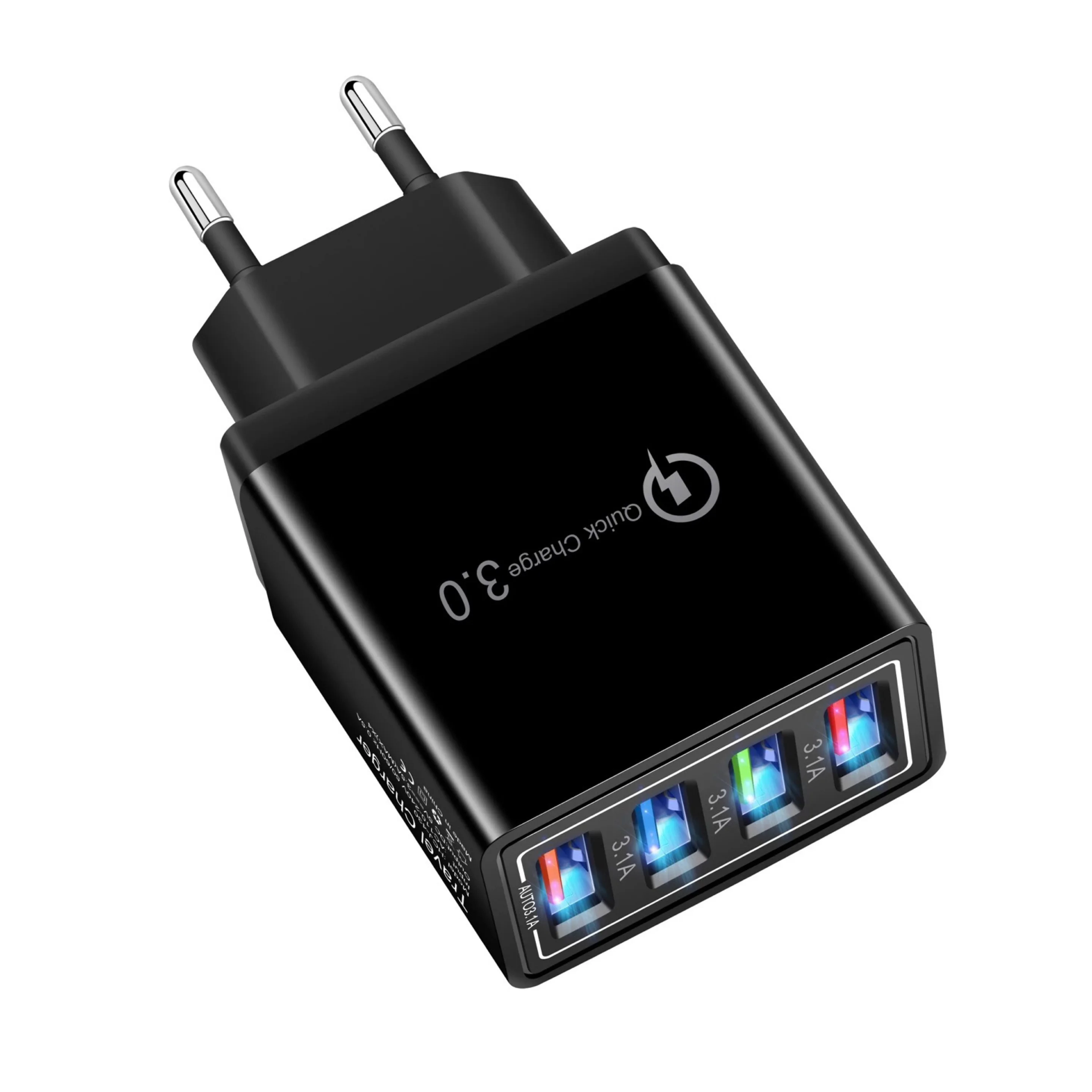 
4 USB Wall Charger LED Light Power Adapter Fast Charge 5V 2.4A EU 