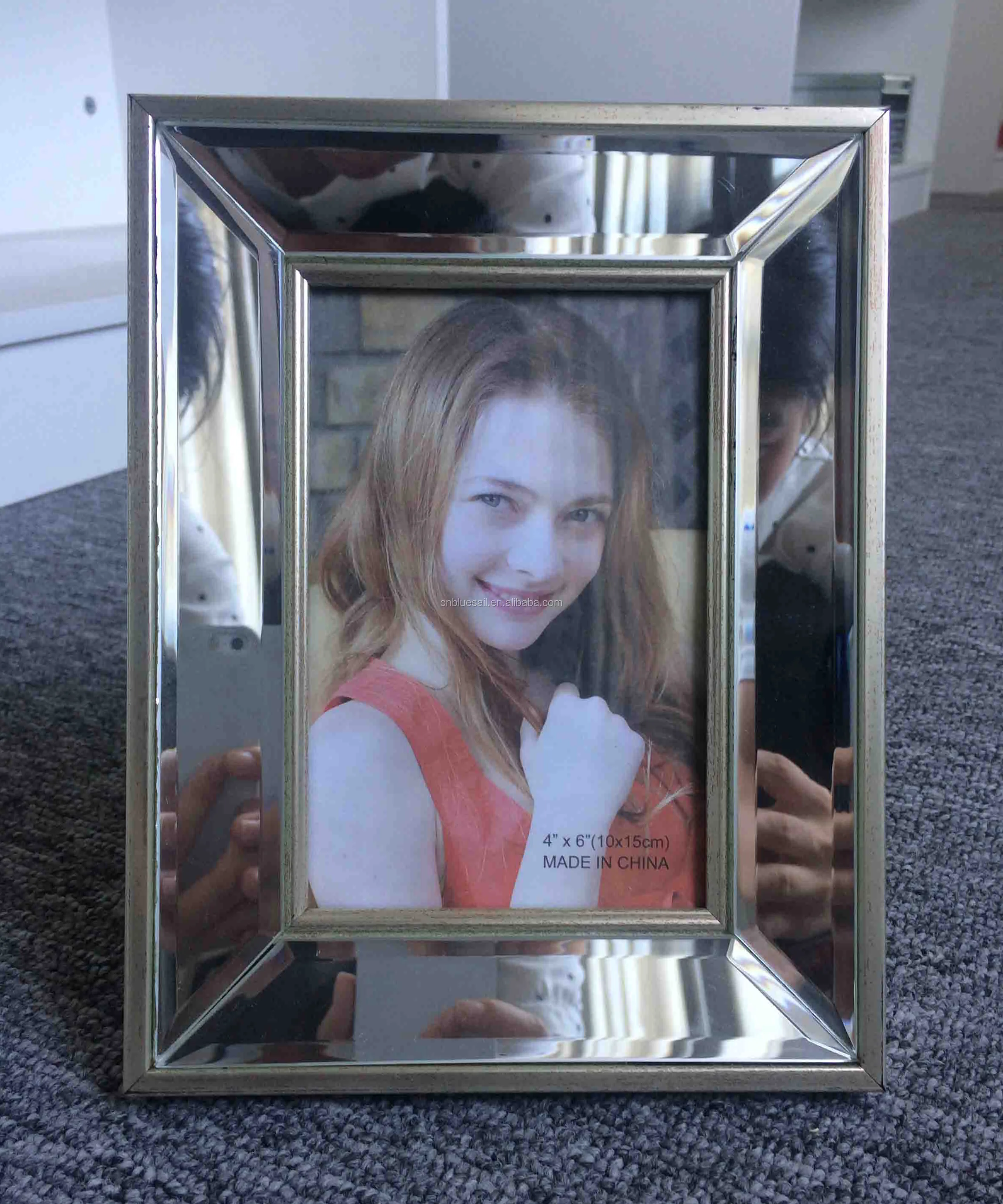 Beveled Mirror Picture Frame,Plastic Frame Sticky With Mirror,4x6" 5x7" 6x8" 8x10" Buy Beveled