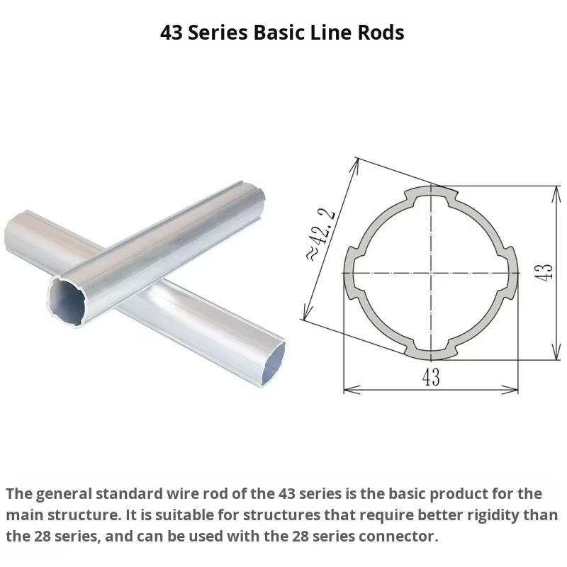 product 43mm series basic lean pipe aluminum alloy lean tube third generation lean pipe profile accessories joint connectors workbench-15