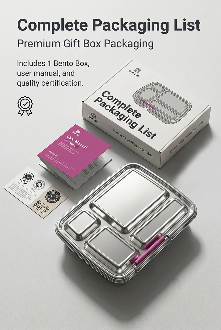 KOLINK Custom 4-Compartment Stainless Steel Bento Box Detail 10