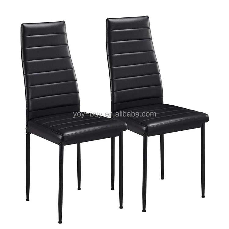 
Modern Dining Room Chairs with High Back Sturdy Metal Legs PU Leather Padded Soft Seat Kitchen Furniture Black 