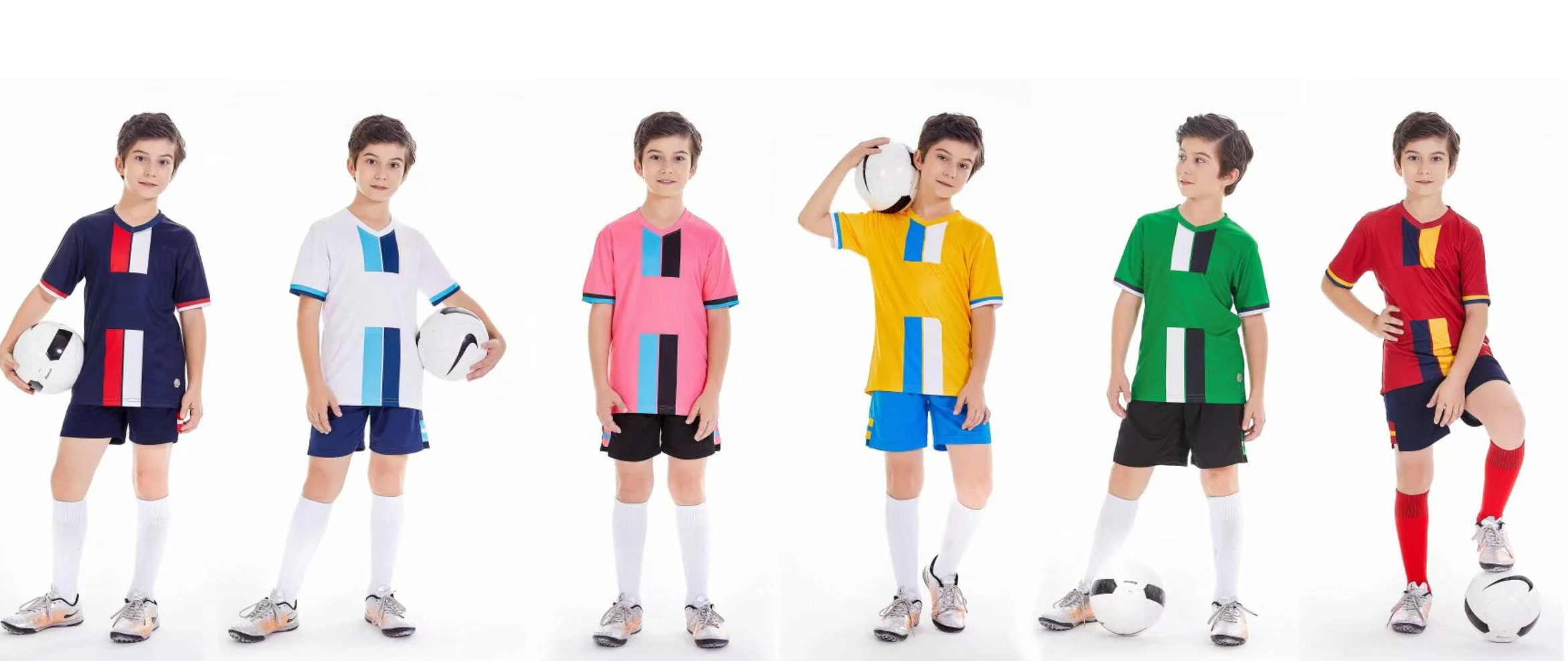 2020 Latest Football Sports Uniform Yellow Red White Blue Pink Green Adults Boys Kids Soccer