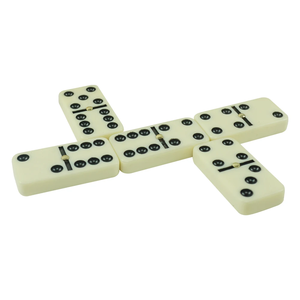 Double 6 Professional Dominoes Game With Brass Spinner Ivory Domino