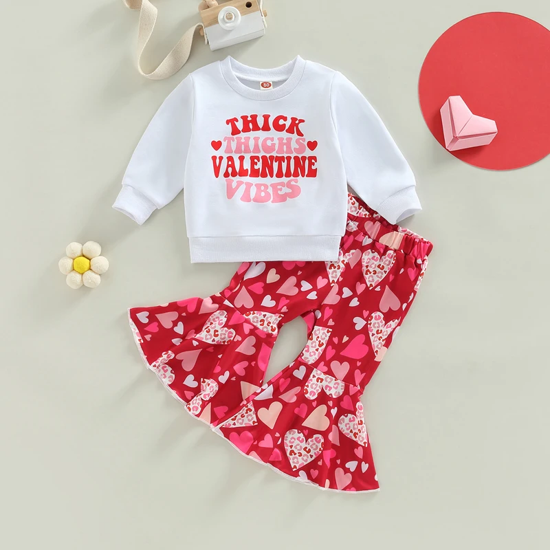 2023 Valentine Day Baby Girl Clothes Outfits Heart Printed Kids ...