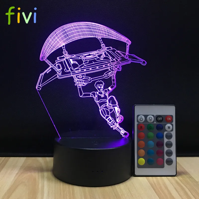 Boys Gift Night Light Character Gliding 3d Illusion Lamp Wedding Birthday Party Gift Remote control ABS Base Lamp