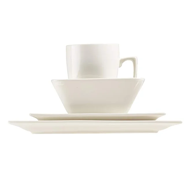 Ceramic Porcelain Formal Dinnerware Sets Service for 4, 16pcs Classic White Square Dinner Charger Plate Dessert Dish Bowl Mug details