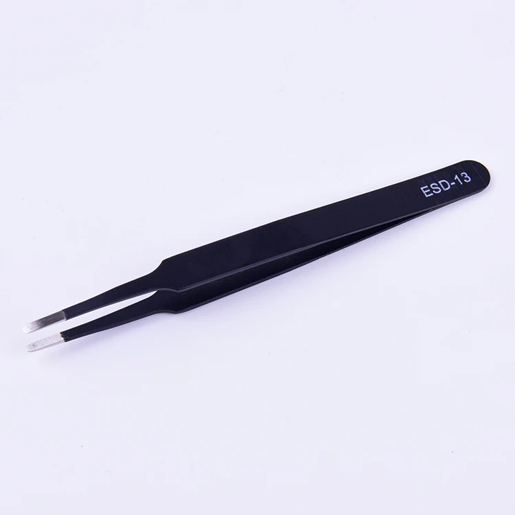 High Quality Black Industrial Cleanroom Antistatic Tweezers Set Anti