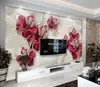 senior clubs hotel decoration diamond uv print flowers pop wall design in hall