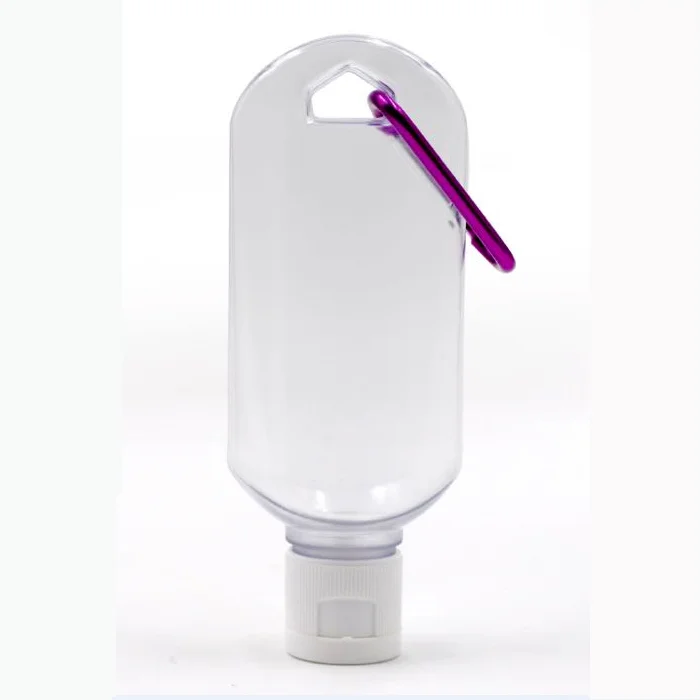 Empty Hand Sanitizer Gel Packaging Bottle 30ml 50ml 60ml Carabiner Pet