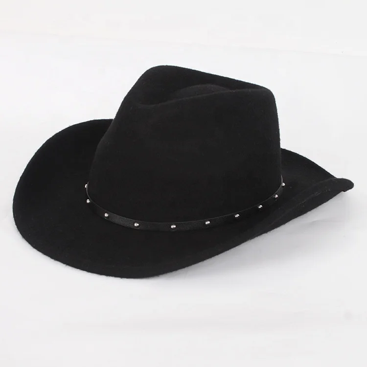 Wholesale Black Wool Felt Western Cowboy Hat For Women Men Fashion ...
