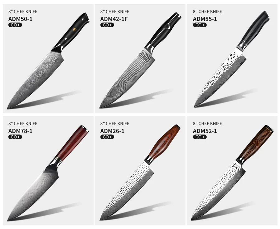 8 Inch Kiritsuke Knife High Carbon 3 Layer 9cr18mov Steel Chef Bunka