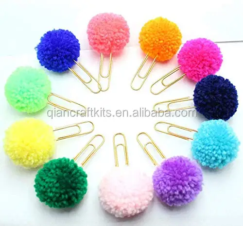 Pom Pom Paper Clips,Handmade Planner Clips Bookmark Page Marker Decorative Paperclip For Notebook Journal Clip - Buy Paper Clip,Paper Clip For Walls,Decorative Paper Clips Product on
