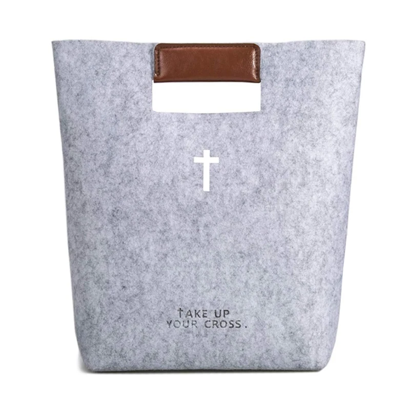 Bible Carrying Case Handbag Bible Cover Wool Felt Bag Leather Tote Women Church 