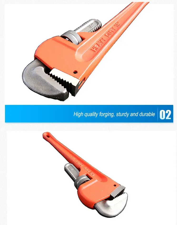 Linyi good quality heavy duty pipe wrench adjustable wrench 48"