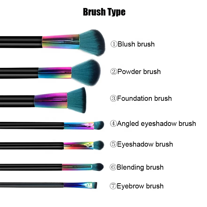 Rainbow Oval Makeup Brushes Set Kabuki Kit 7pcs 10 pcs Profession Custom Makeup Brush Set