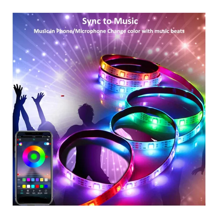 Waterproof Smart Music Sync Color Led SMD 5050 RGB 25 Keys Bluetooth Lights Strip For Bedroom