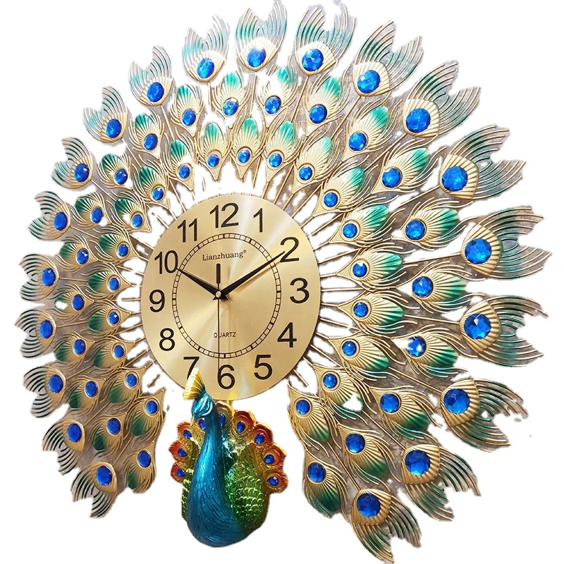Bohemian Wall Art Metal Wall Clock Peacock Home Decoration For Living