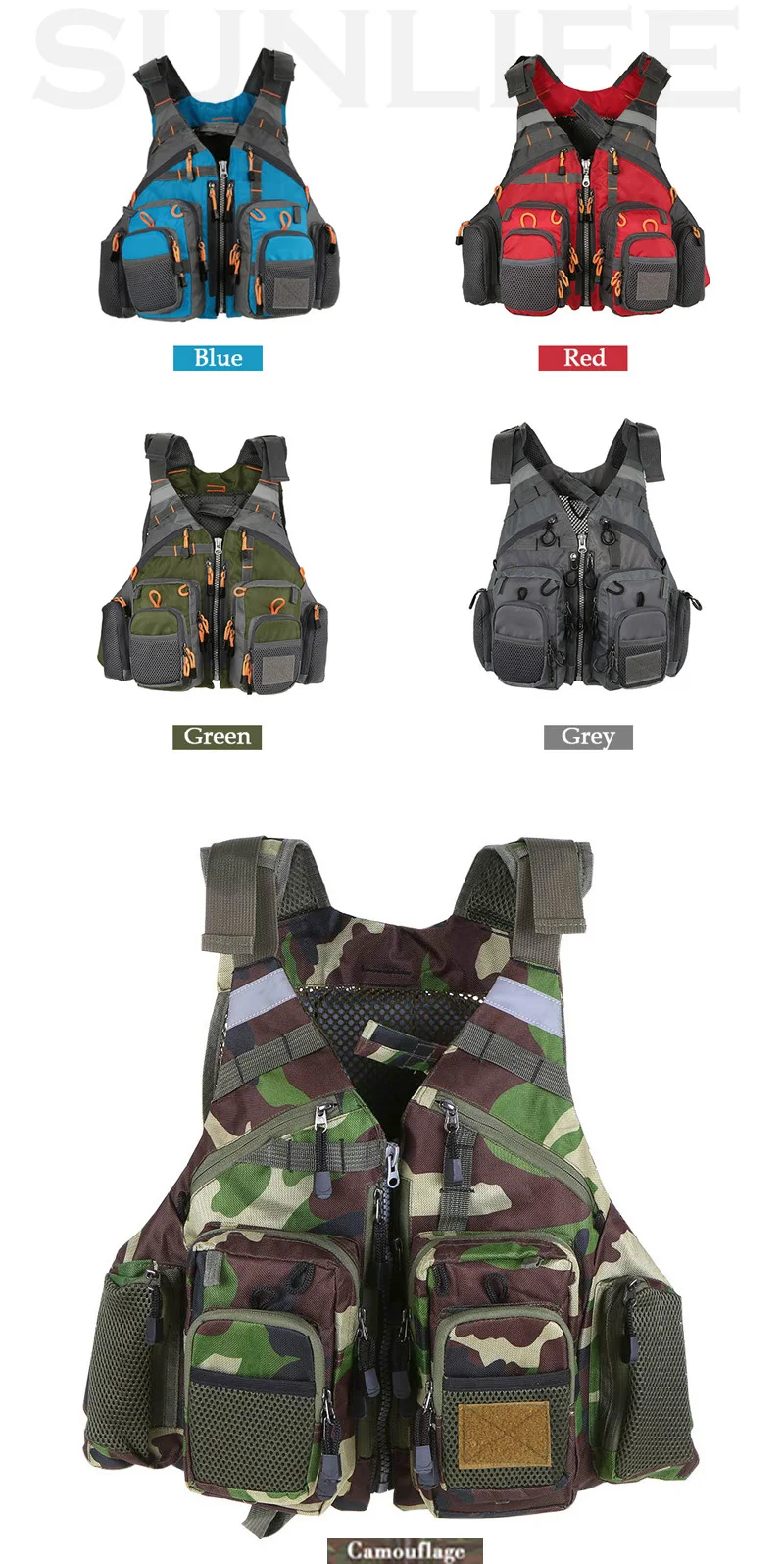 2022 Life Jacket Multifunction Boat Life Vest Kayak Fishing Clothing