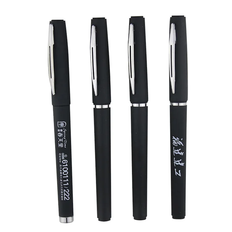 Jxw098 Neutral Pen Soft Touch Gel Ink Pen Custom Logo Black Plastic