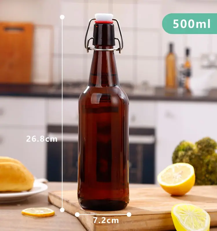 Wholesale 330ml blue glass beer bottle with crown cap Wholesale beer usage 500ml glass bottles wine