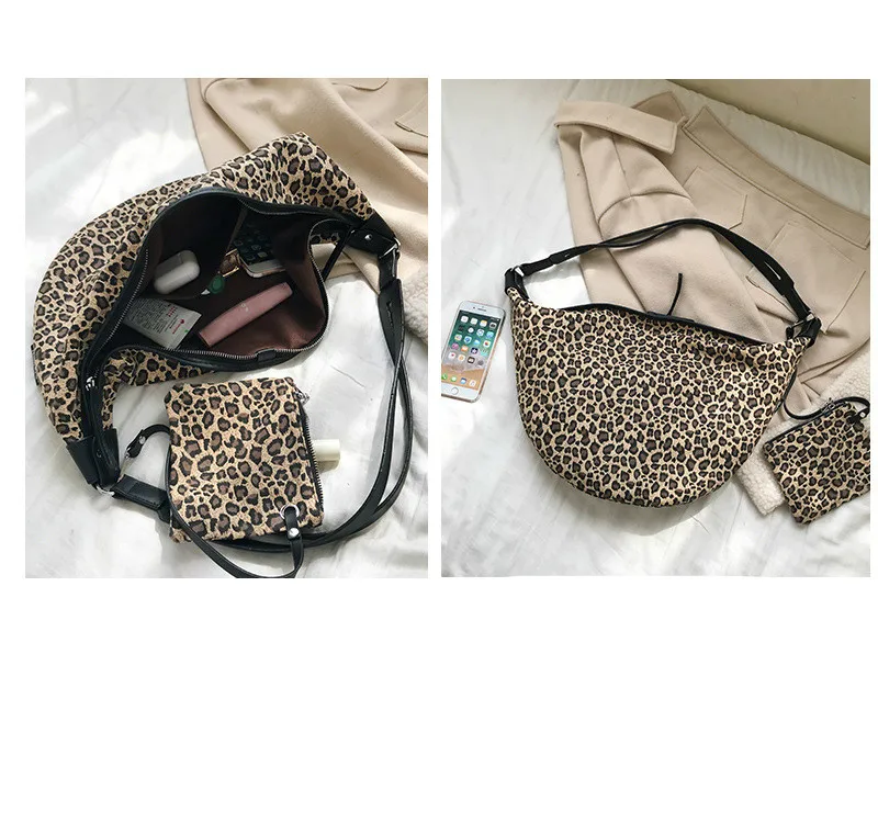 New fashion leopard print women 2 bags in 1 set  lady handbags wholesale