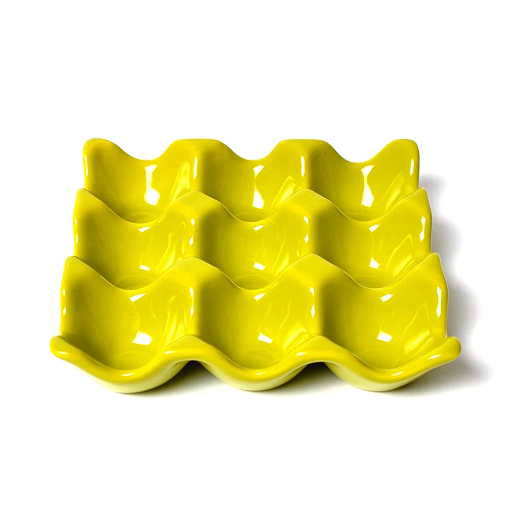
Made In China Manufacturer High Quality Glossy Glaze Ceramic Egg Holder Tray 
